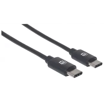Manhattan USB-C į USB-C kabelis, 2 m, vyriškas į vyrišką, juodas, 480 Mbps (USB 2.0), 3A, Hi-Speed USB, garantija visam laikui, atitinka USB2CC2M