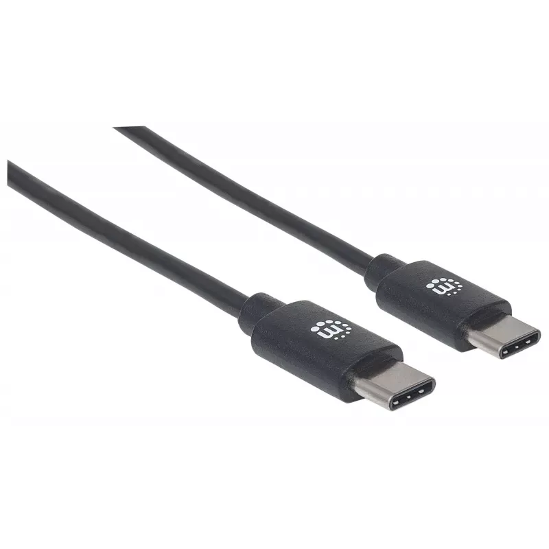 Manhattan USB-C į USB-C kabelis, 2 m, vyriškas į vyrišką, juodas, 480 Mbps (USB 2.0), 3A, Hi-Speed USB, garantija visam laikui, atitinka USB2CC2M
