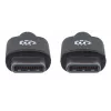 Manhattan USB-C į USB-C kabelis, 2 m, vyriškas į vyrišką, juodas, 480 Mbps (USB 2.0), 3A, Hi-Speed USB, garantija visam laikui, atitinka USB2CC2M