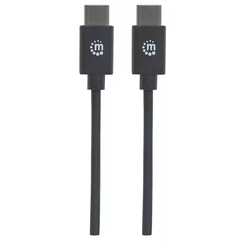 Manhattan USB-C į USB-C kabelis, 2 m, vyriškas į vyrišką, juodas, 480 Mbps (USB 2.0), 3A, Hi-Speed USB, garantija visam laikui, atitinka USB2CC2M