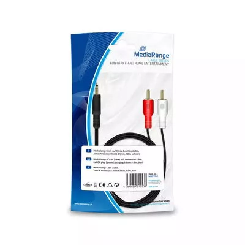 Audio kabelis MediaRange MRCS164 1m 2xRCA 3.5mm juodas