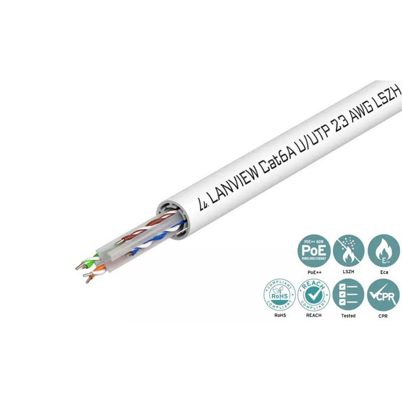 Lanview LVN122182 tinklo kabelis baltas 500 m Cat6a U/UTP (UTP)