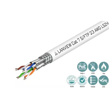 Lanview LVN122506 tinklo kabelis Baltas 500 m Cat7 SF/UTP (S-FTP)