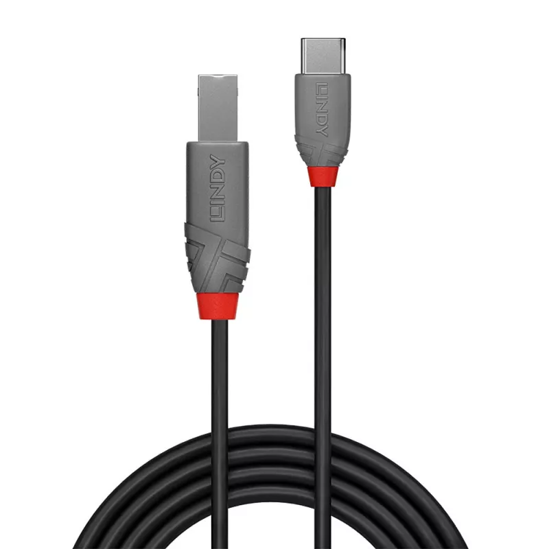 Lindy 1m USB 2.0 Type C to B kabelis, Anthra Line