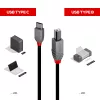 Lindy 1m USB 2.0 Type C to B kabelis, Anthra Line
