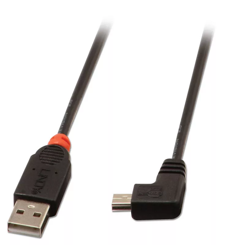 USB laidas Lindy USB2.0 A/Mini-B 90° 0,5m