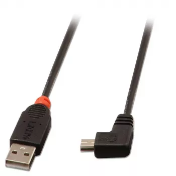 Lindy 2 m USB 2.0 laidas - Type A į Mini-B, 90 laipsnių kampu