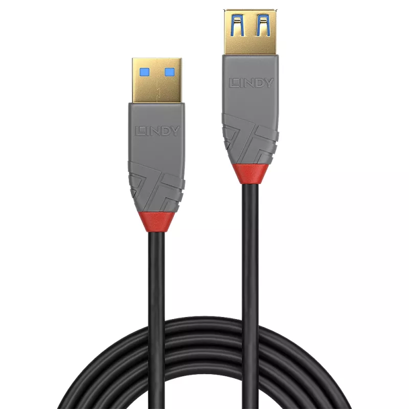 Lindy 0,5 m USB 3.2 Type A ilginamasis laidas, 5 Gbps, Anthra Line