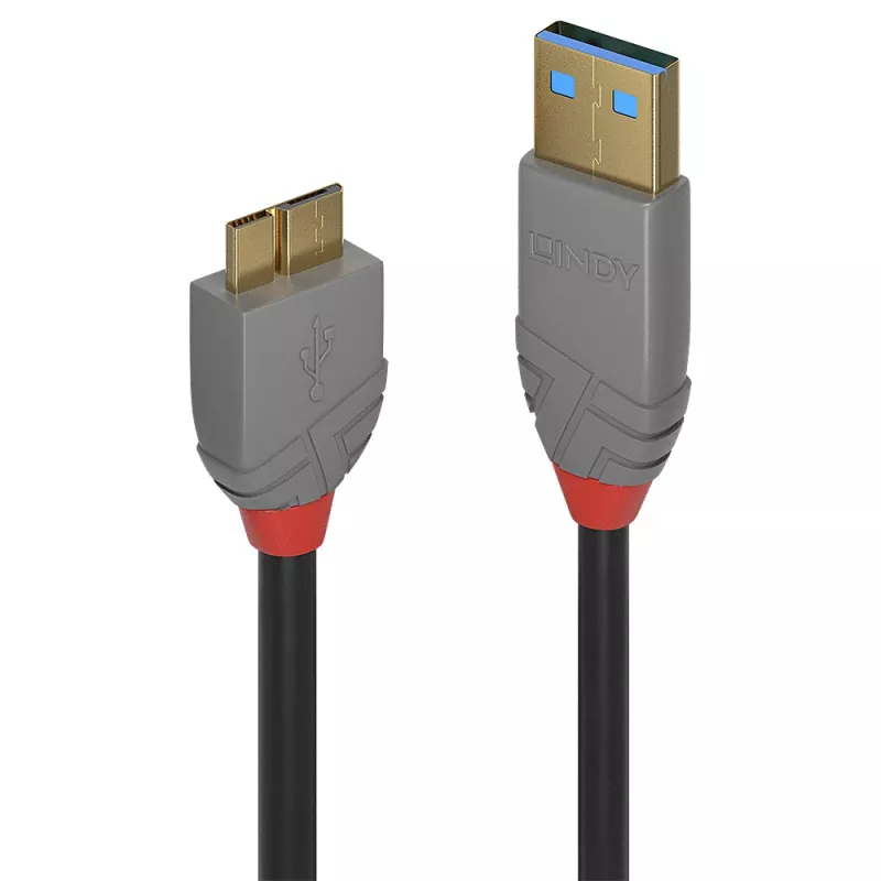 Lindy 3 m USB 3.2 Type A į Micro-B kabelis, 5 Gbps, Anthra Line