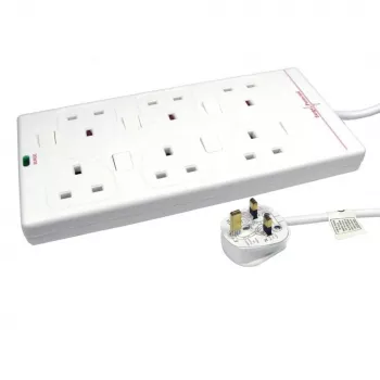 Microconnect GRU006WUK-SWITCH maitinimo ilgintuvas 2 m 6 kintamosios srovės lizdų Baltas