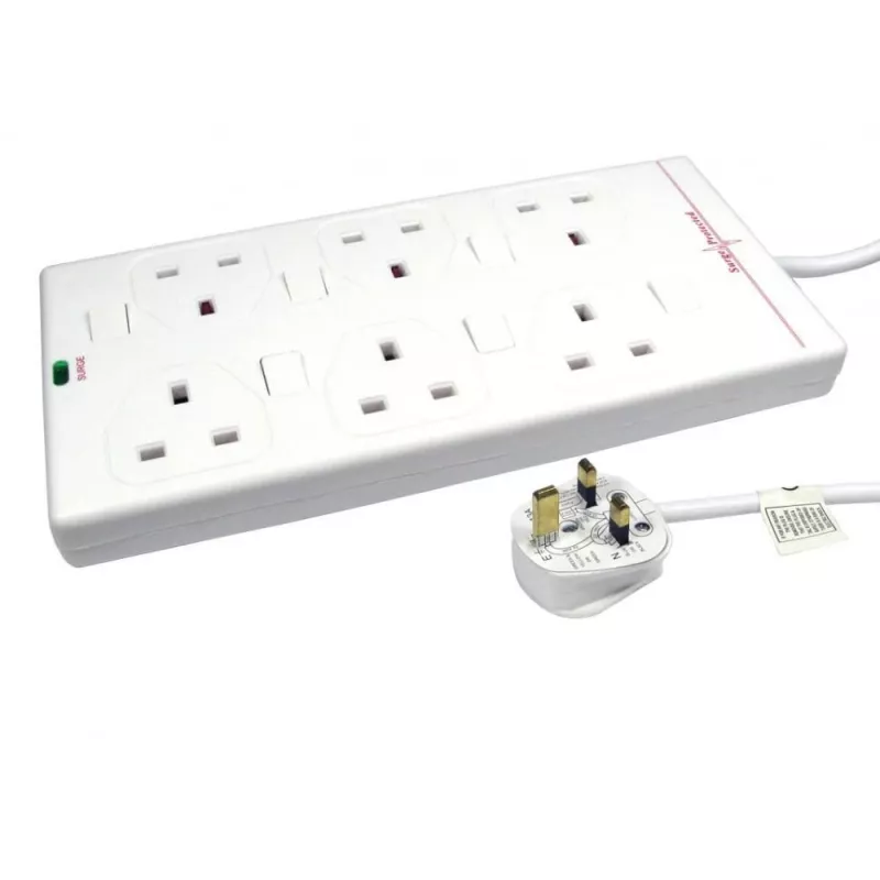 Microconnect GRU006WUK-SWITCH maitinimo ilgintuvas 2 m 6 kintamosios srovės lizdų Baltas