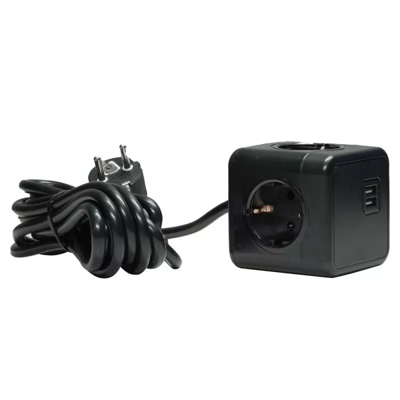 Microconnect GRUCUBE2USB-B3 maitinimo ilgintuvas 3 m 3 kintamosios srovės lizdai (-ų) Vidaus Juoda