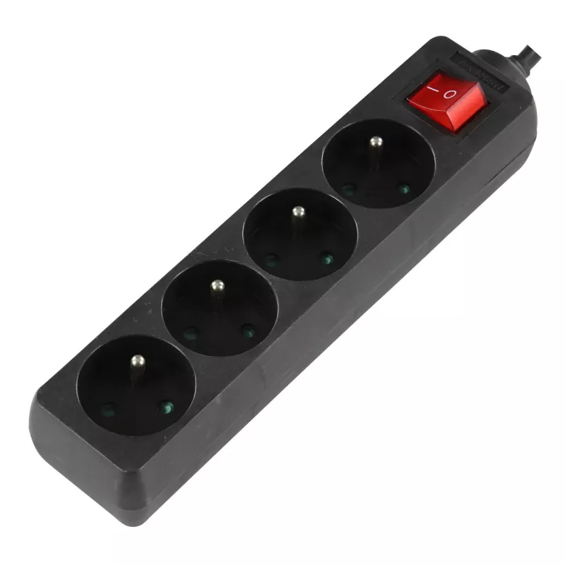 Maitinimo ilgintuvas LOGON LPS050 — 1,5 m laidas, 4 kintamosios srovės lizdai, 16 A, 3500 W, juodas