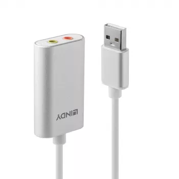Garso keitiklis Lindy USB Type A į garso keitiklį, sidabrinis/baltas, 25 g