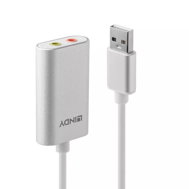 Garso keitiklis Lindy USB Type A į garso keitiklį, sidabrinis/baltas, 25 g