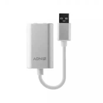 Garso keitiklis Lindy USB Type A į garso keitiklį, sidabrinis/baltas, 25 g
