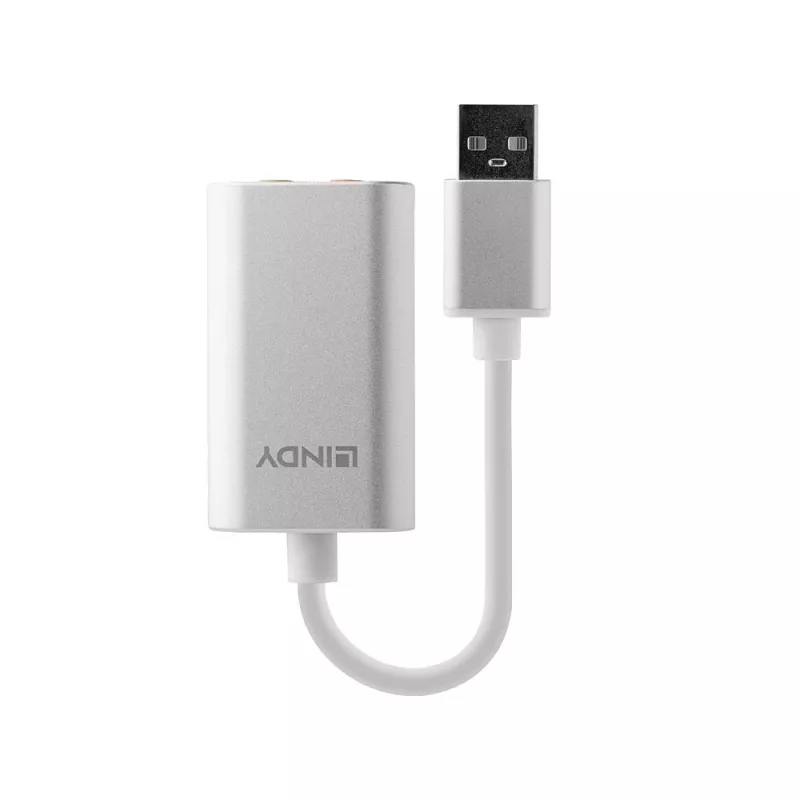 Garso keitiklis Lindy USB Type A į garso keitiklį, sidabrinis/baltas, 25 g