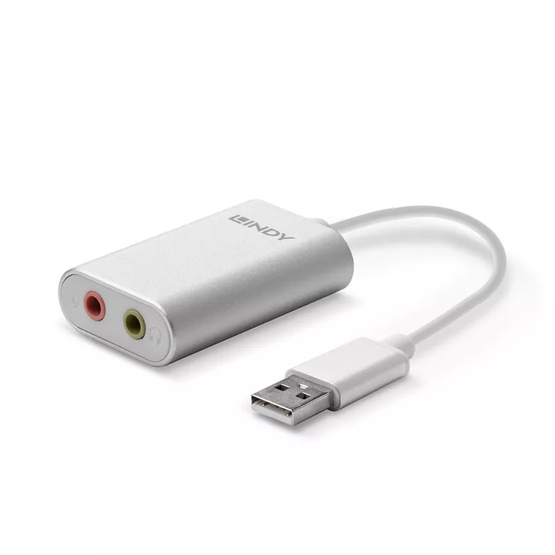 Garso keitiklis Lindy USB Type A į garso keitiklį, sidabrinis/baltas, 25 g