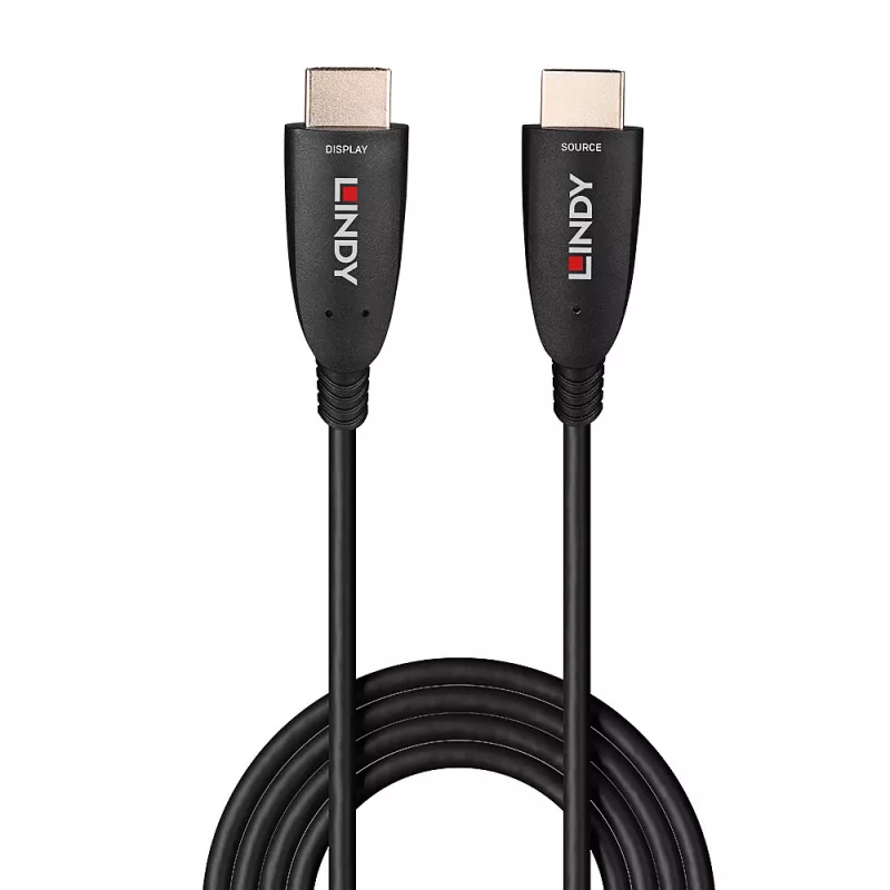 Lindy 40 m šviesolaidinis hibridinis HDMI 8K60 laidas 48 Gbit/s, juodas