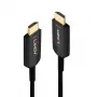 Hibridinis šviesolaidinis HDMI laidas Lindy 15 m, itin didelės spartos 48 Gbit/s, HDMI 2.1, paauksuotomis jungtimis, juodas