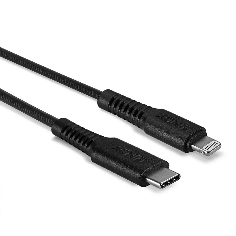 Lindy 0,5 m sustiprintas USB Type C į Lightning įkrovimo ir sinchronizavimo laidas