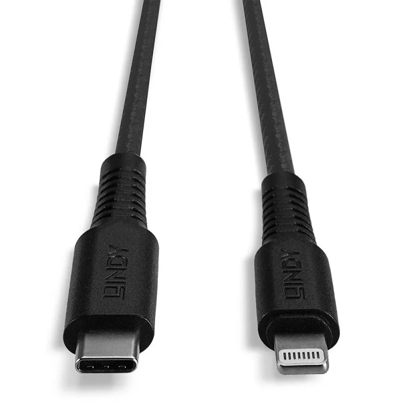 Lindy 1 m sustiprintas USB Type C į Lightning įkrovimo ir sinchronizavimo laidas