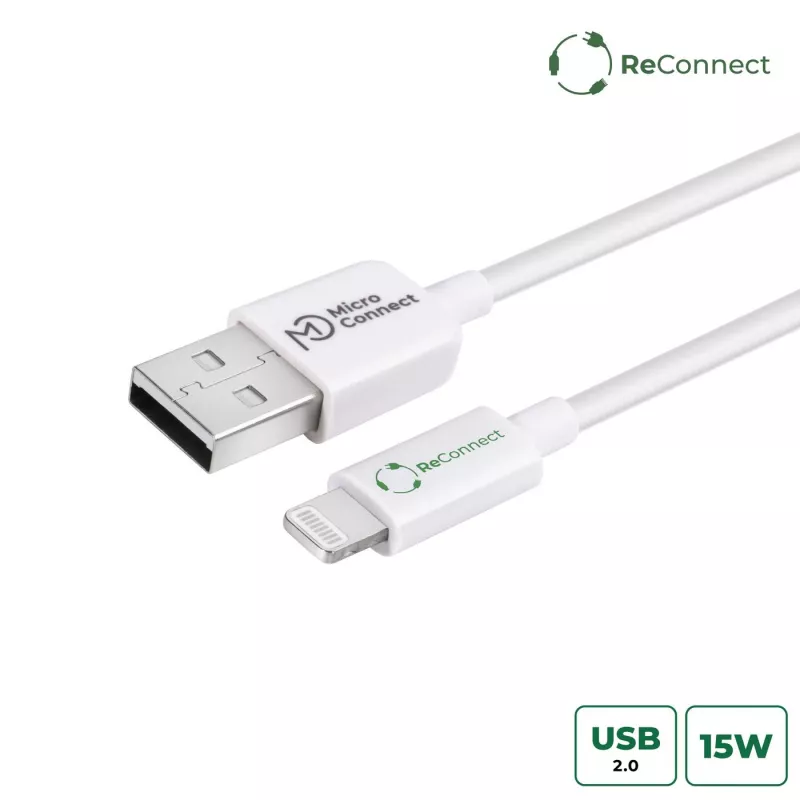 Lightning laidas MicroConnect ECO-LIGHTNING1 1m Baltas USB A