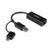 Lindy USB 3.2 Gen 1 Gigabit Ethernet keitiklis Laidinis USB Ethernet 5000 Mbit/s Juoda