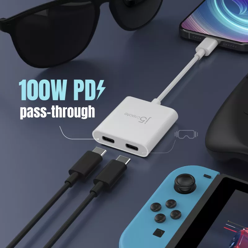 USB-C į dviejų USB-C adapterį j5create JCA164-N 3840x2160 240Hz