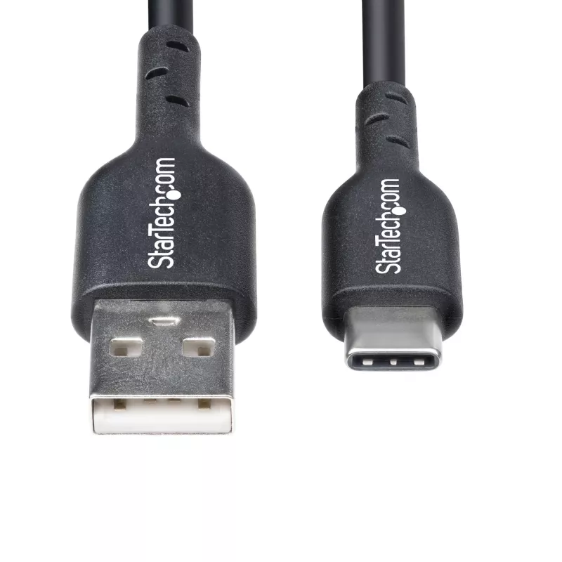 StarTech.com 1ft (30cm) USB-A į USB-C įkrovimo kabelis, įkrovimas ir sinchronizavimas, 3A, USB 2.0, TPE apvalkalas - juodas USB įkrovimo laidas