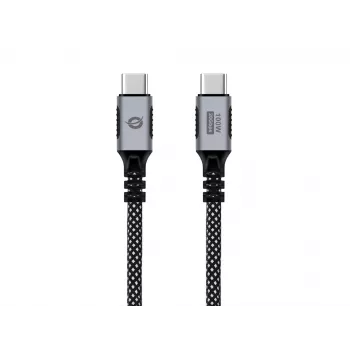 CONCEPTRONIC USB-C į USB-C laidas ETTA07B12 — USB 3.2 Gen 2x2, 1,2 m, 20 Gb/s, PD 3.0 100 W (20 V/5 A), 4K60Hz, juodas, E‑Mark