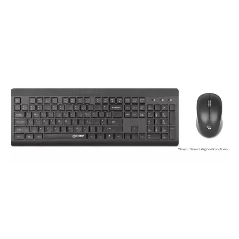 „Manhattan 180771“ belaidė klaviatūra, QWERTY, juoda, su pele