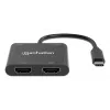 Daugiafunkcis adapteris Manhattan 154321 USB Type-C į 2 HDMI USB-A Power Delivery 100W