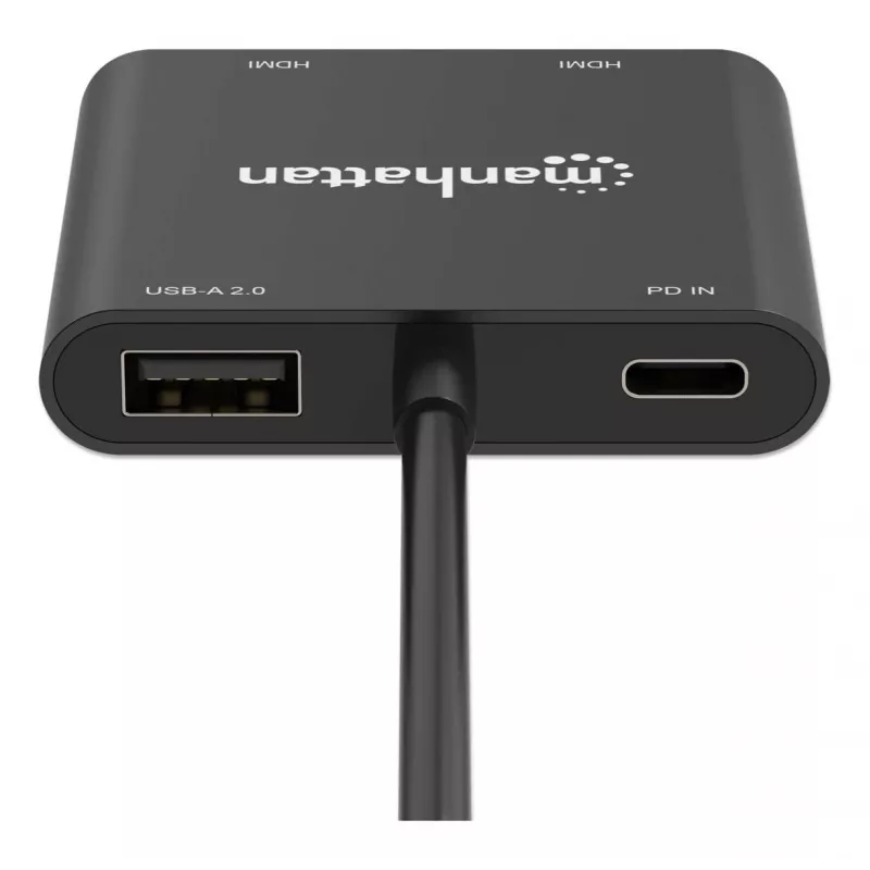 Daugiafunkcis adapteris Manhattan 154321 USB Type-C į 2 HDMI USB-A Power Delivery 100W