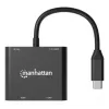 Daugiafunkcis adapteris Manhattan 154321 USB Type-C į 2 HDMI USB-A Power Delivery 100W