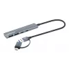 USB-C ir USB-A kombinuotas dokas / šakotuvas Manhattan 4 prievadai 5 Gbps aliuminis