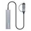 USB-C ir USB-A kombinuotas dokas / šakotuvas Manhattan 4 prievadai 5 Gbps aliuminis