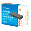HDMI jungiklis 3x1 MANHATTAN 18G automatinis rankinis IR nuotolinio valdymo pultas juodas