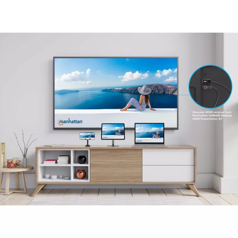 AV siųstuvas Manhattan 208437 1920x1080 30m bevielis USB Type-C