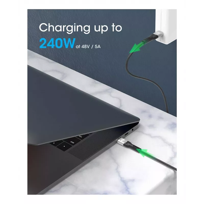 USB-C laidas iš USB-C į USB-C Manhattan 2m USB4 Gen 3x2 8K 60Hz