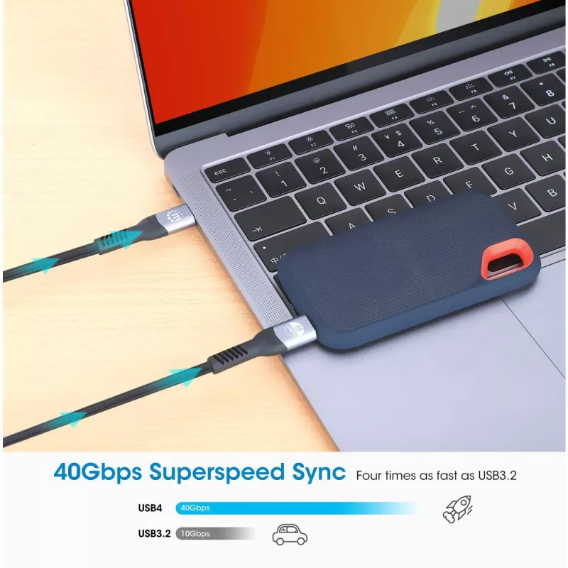 USB-C laidas iš USB-C į USB-C Manhattan 2m USB4 Gen 3x2 8K 60Hz