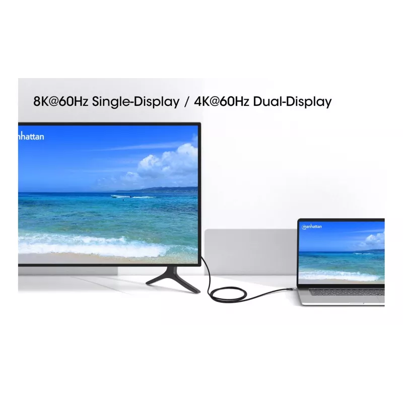 USB-C laidas iš USB-C į USB-C Manhattan 2m USB4 Gen 3x2 8K 60Hz