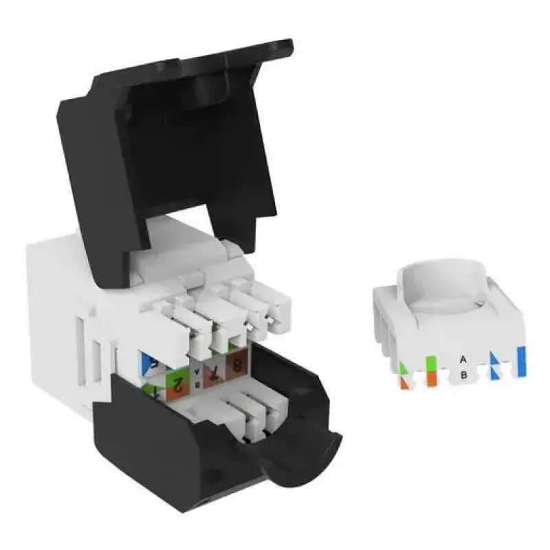 Keystone lizdas Cat.6A neekranuotas be įrankių, EQUIP 769227, RJ-45, plokščia konstrukcija, balta, 8 vnt.