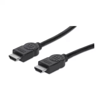 “Manhattan” HDMI laidas su eternetu, 4K@30Hz, 15 m, tinkamas VISIEMS 1080p/HD ir daugumai 4K naudojimo atvejų (patikrinkite savo sistemos 4K specifikaciją, kad būtumėte tikri), vyriškas-vyriškas, juodas, Ultra HD 4k x 2k, garantija visam naudojimo laikui