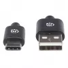 Manhattan USB-C į USB-A laidas, 1 m, kištukas į kištuką, juodas, 480 Mbps (USB 2.0), Hi-Speed USB, garantija visam laikui, atitinka USB2AC1M