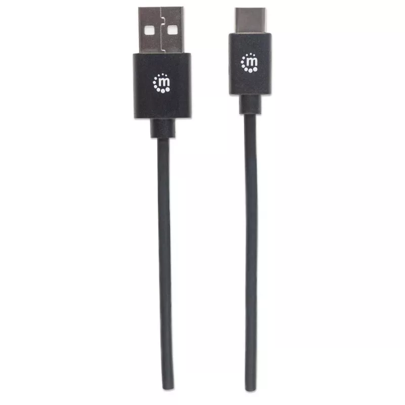 Manhattan USB-C į USB-A laidas, 1 m, kištukas į kištuką, juodas, 480 Mbps (USB 2.0), Hi-Speed USB, garantija visam laikui, atitinka USB2AC1M