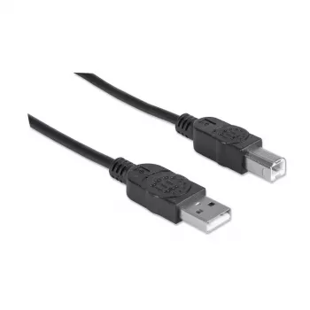 Manhattan USB-A į USB-B laidas, 5 m, kištukas–kištukas, 480 Mb/s (USB 2.0), Hi-Speed USB, juodas, garantija visam eksploatavimo laikui, atitinka USB2HAB5M.