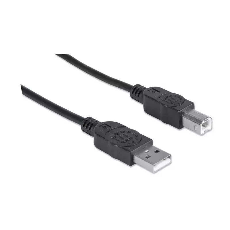 Manhattan USB-A į USB-B laidas, 5 m, kištukas–kištukas, 480 Mb/s (USB 2.0), Hi-Speed USB, juodas, garantija visam eksploatavimo laikui, atitinka USB2HAB5M.