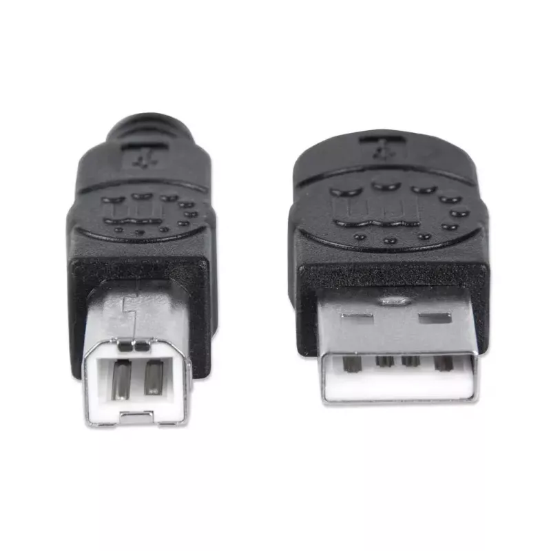 Manhattan USB-A į USB-B laidas, 5 m, kištukas–kištukas, 480 Mb/s (USB 2.0), Hi-Speed USB, juodas, garantija visam eksploatavimo laikui, atitinka USB2HAB5M.