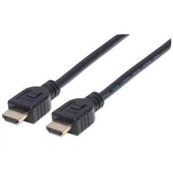 Manhattan HDMI 4K@60Hz laidas su Ethernet – CL3 klasės, 1 m, tinkamas montuoti sienoje, visiems 4K ir 1080p/HD poreikiams – atnaujinkite dabar arba turėkite paruoštą, kai prireiks, kištukas–kištukas, juodas, Ultra HD 4K x 2K, garantija visam laikui, Premium didelės spartos